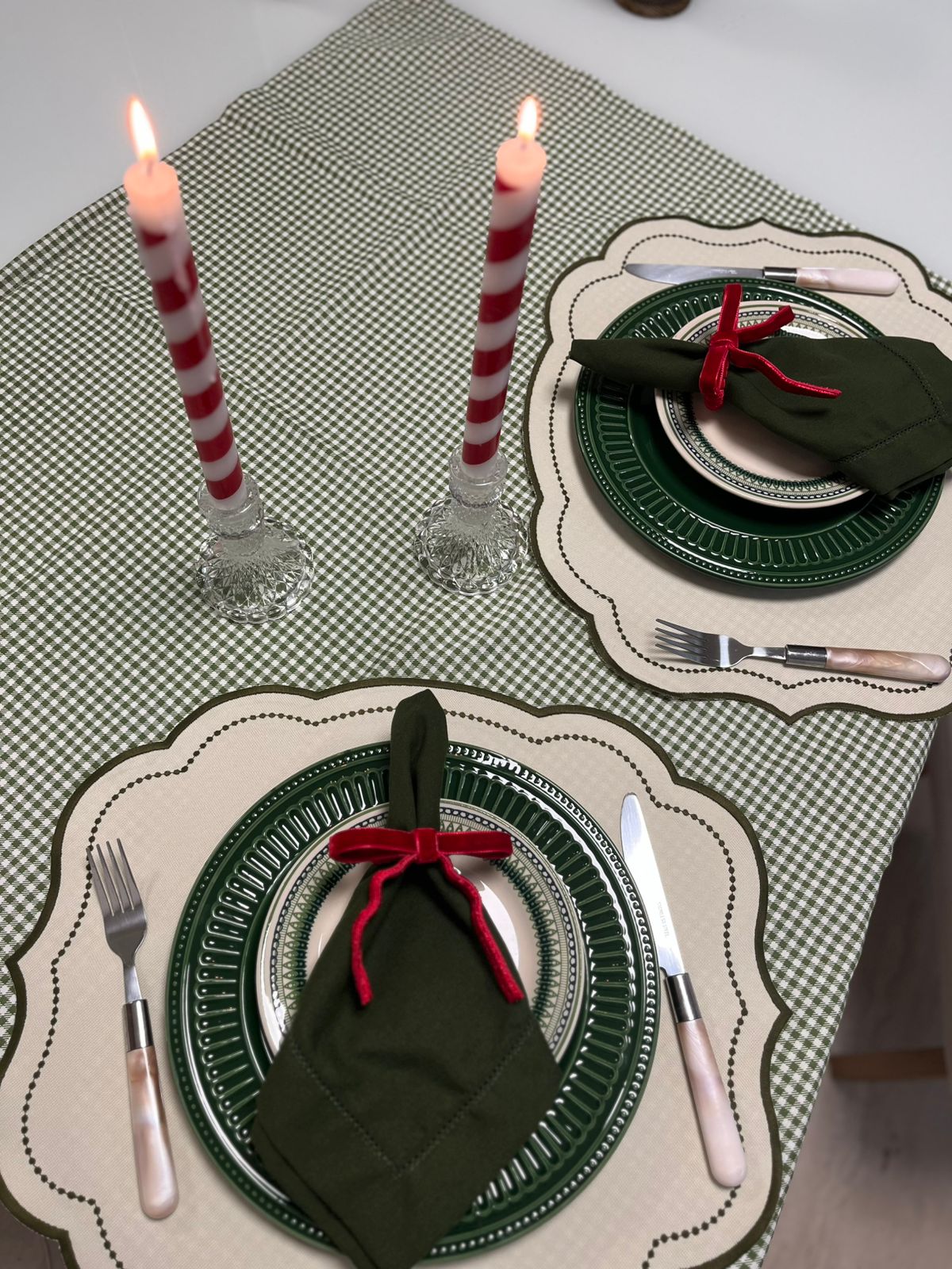 Toalha de Café 90x90 - Cor Verde Xadrez