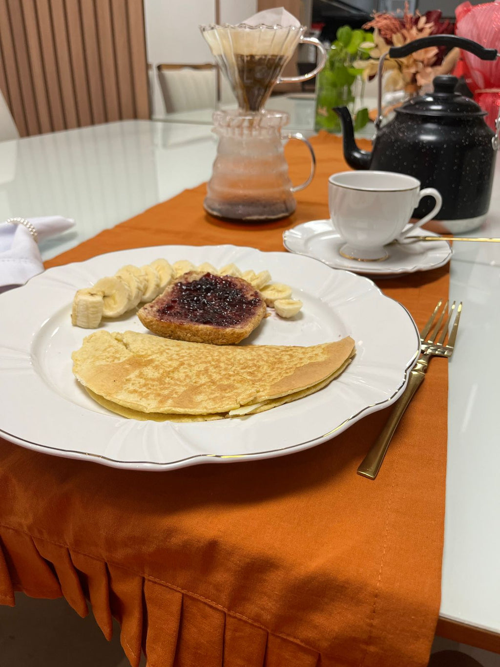 Trilho Plissado em Linho 1,40x40 - Cor Terracota