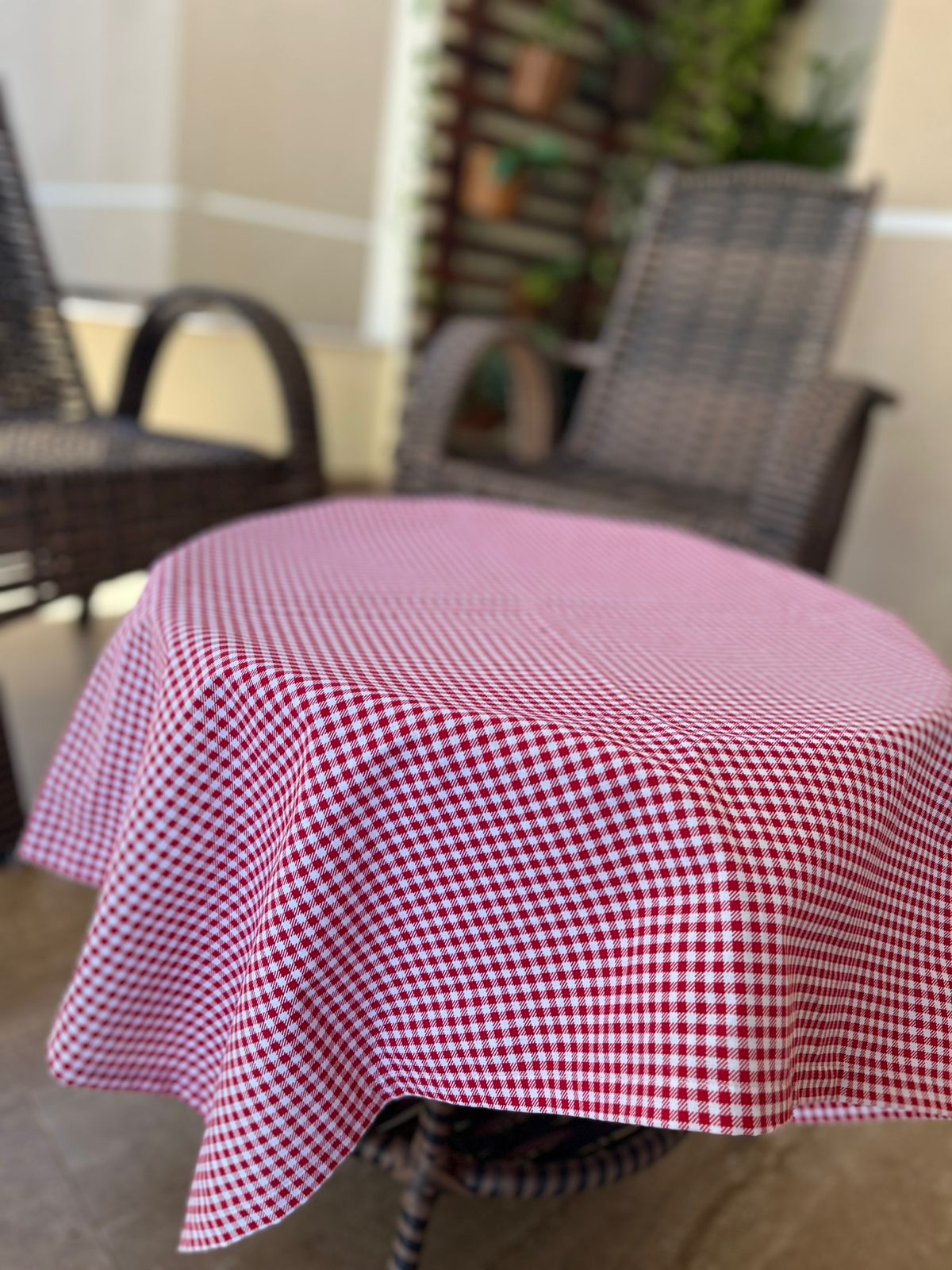 Toalha de Café 90x90 - Cor Xadrez Vermelho