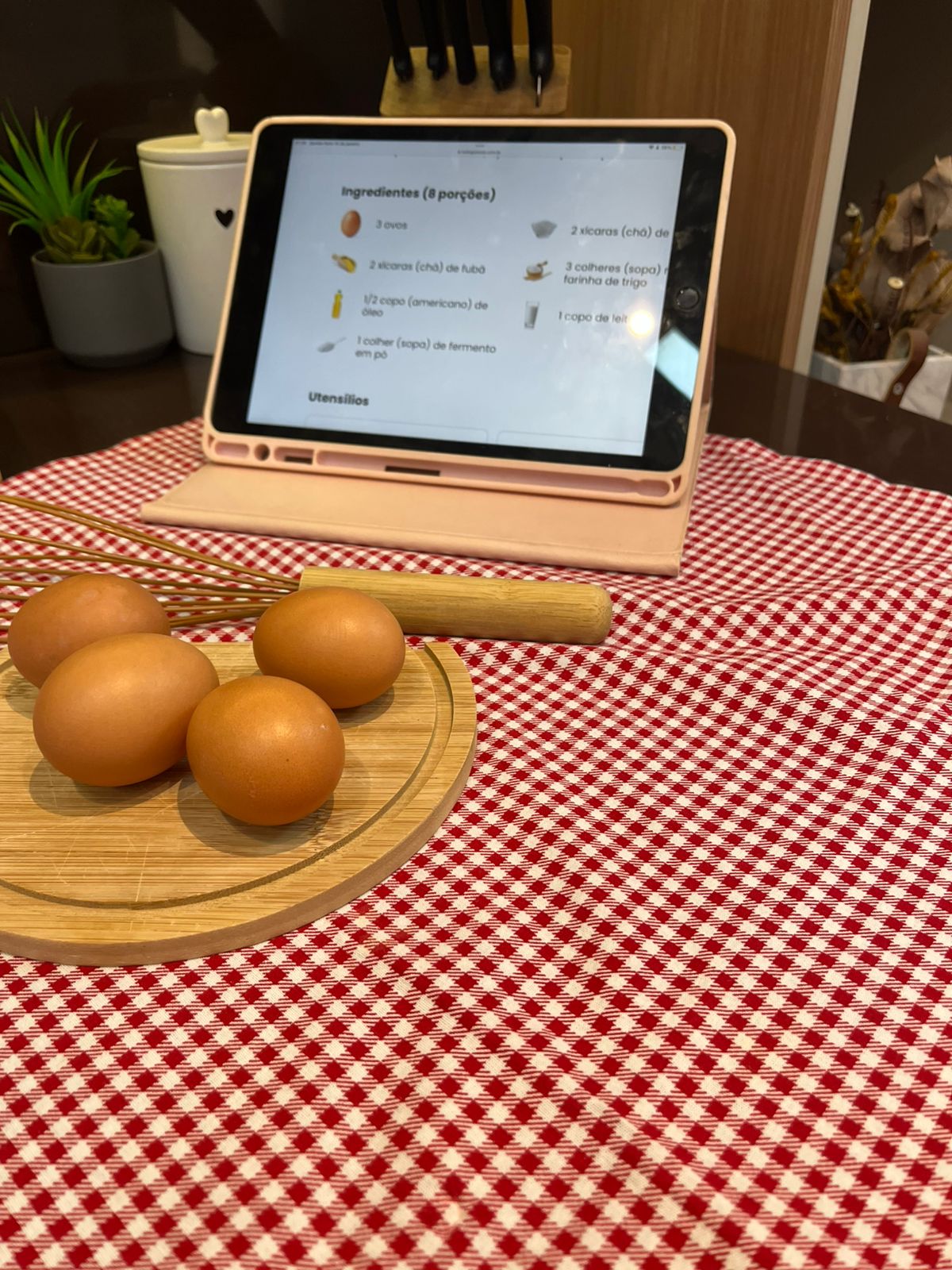 Toalha de Café 90x90 - Cor Xadrez Vermelho