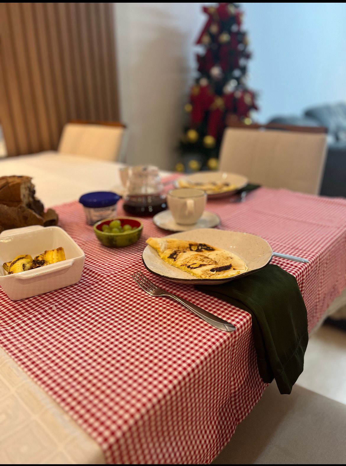 Toalha de Café 90x90 - Cor Xadrez Vermelho