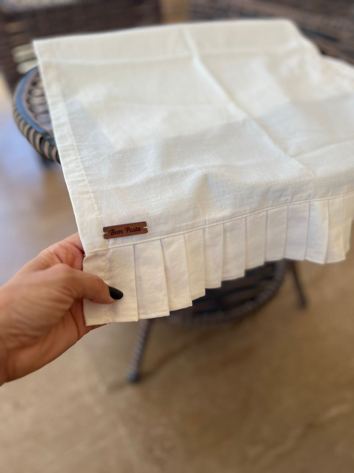 Trilho Plissado em Linho 1,40 x 40 - Cor Off