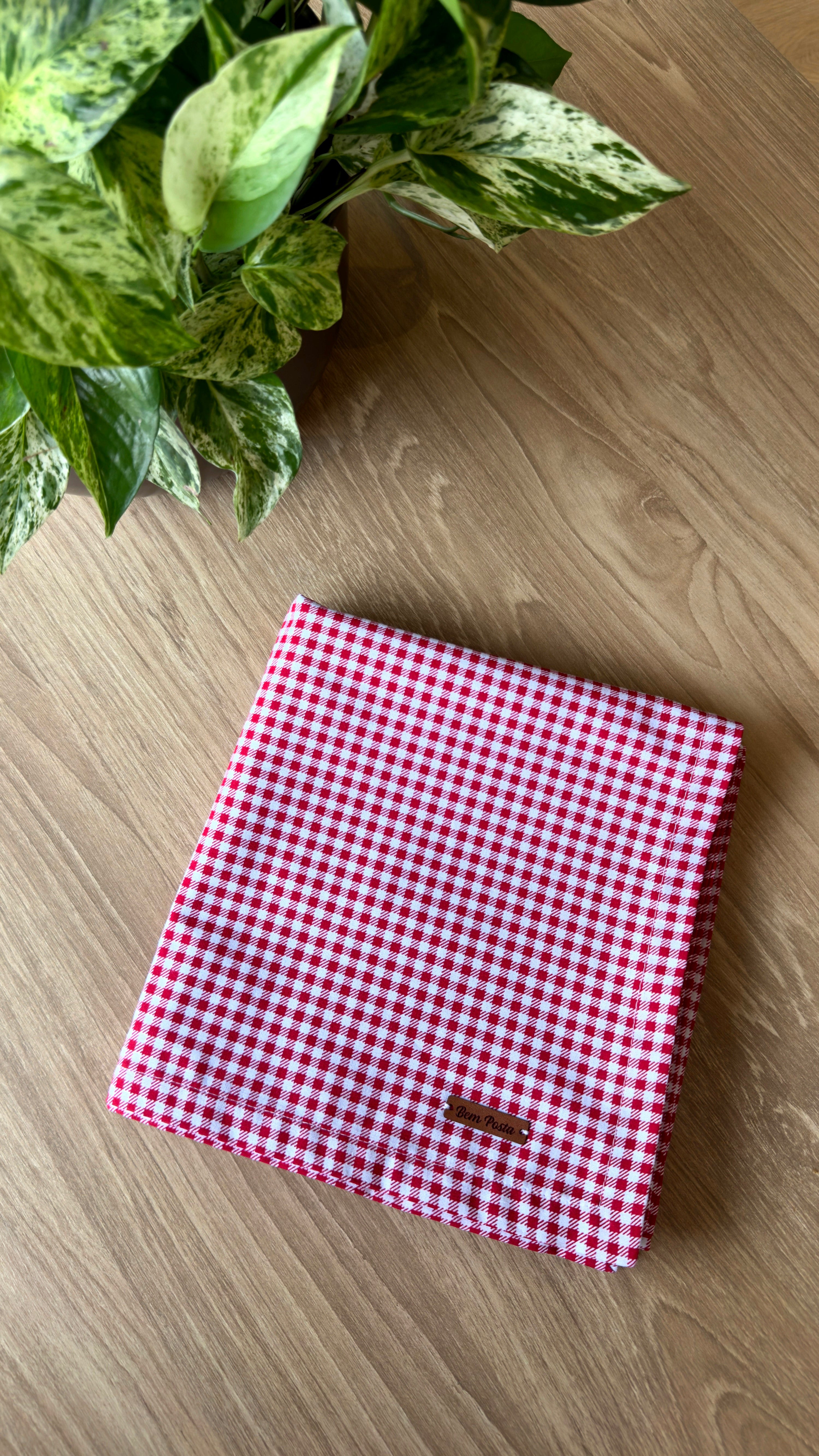 Toalha de Café 90x90 - Cor Xadrez Vermelho