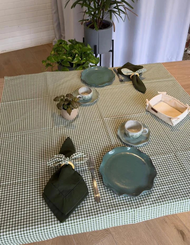 Toalha de Café 90x90 - Cor Verde Xadrez