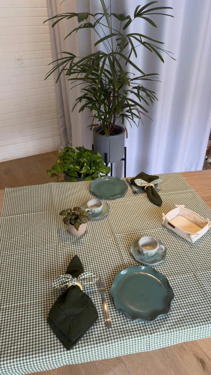 Toalha de Mesa 130x100 - Xadrez Vermelha/ Verde